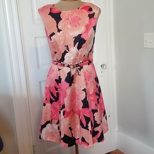 INC Petite cotton floral fit and flair dress